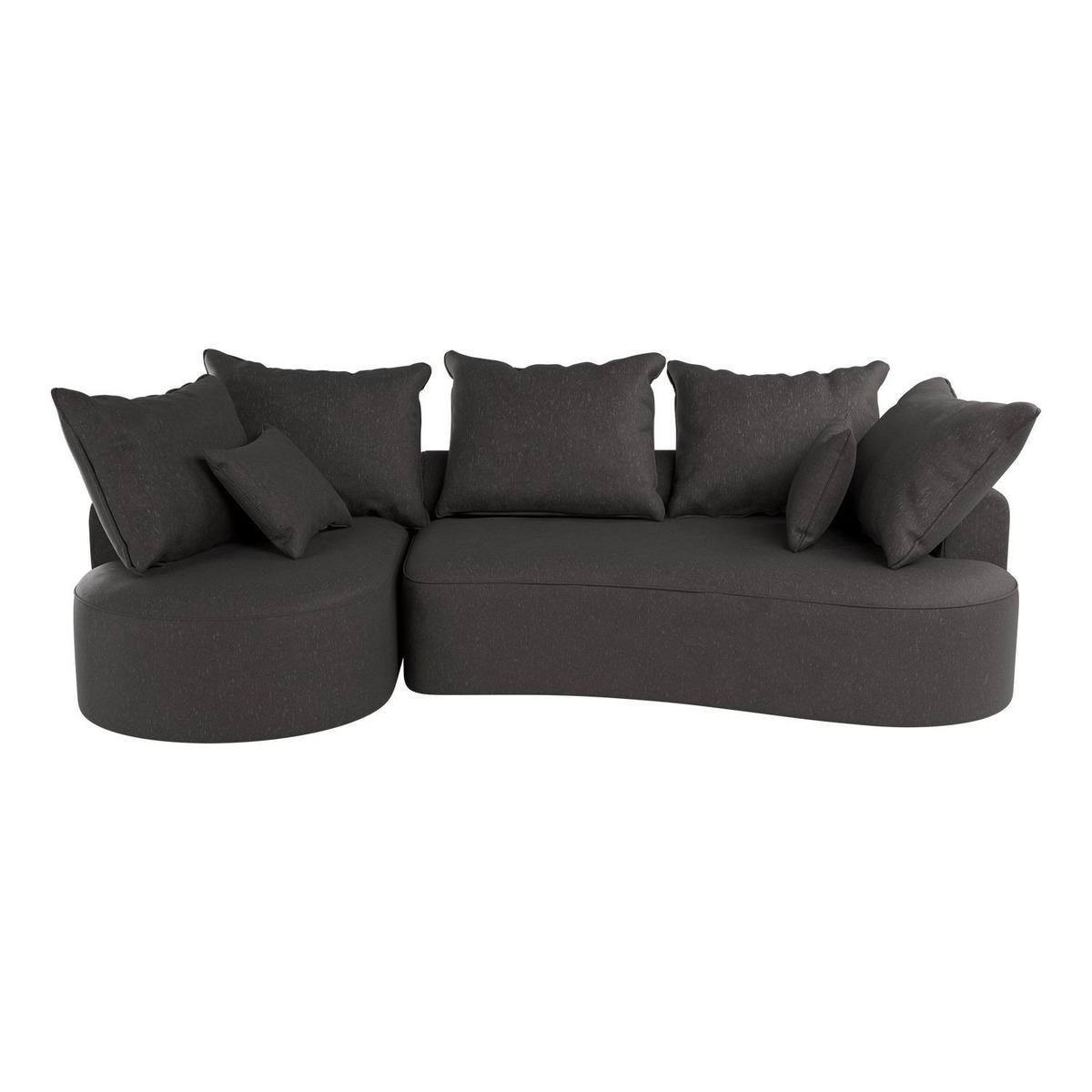 SOFA Tirano Samt Dunkelgrau mit Ottomane links - Dunkelgrau, Textil (102/300cm) - Juskys