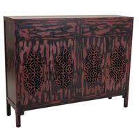 SIDEBOARD aun Holz, Rot, 136x36x106 - Multicolor, Holz (136/106/36cm) - Wanderlust
