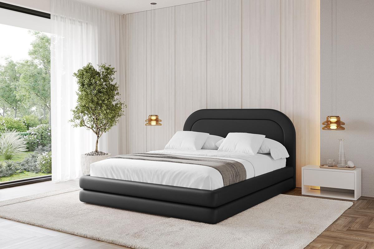 POLSTERBETT mit Bettkasten und Lattenrost, Bett mit Matratze H3/H4 - LERIS 180x200 Schwarz Kunstleder - Schwarz Hochglanz, Holzwerkstoff/Textil (180/200cm) - ALTDECOR
