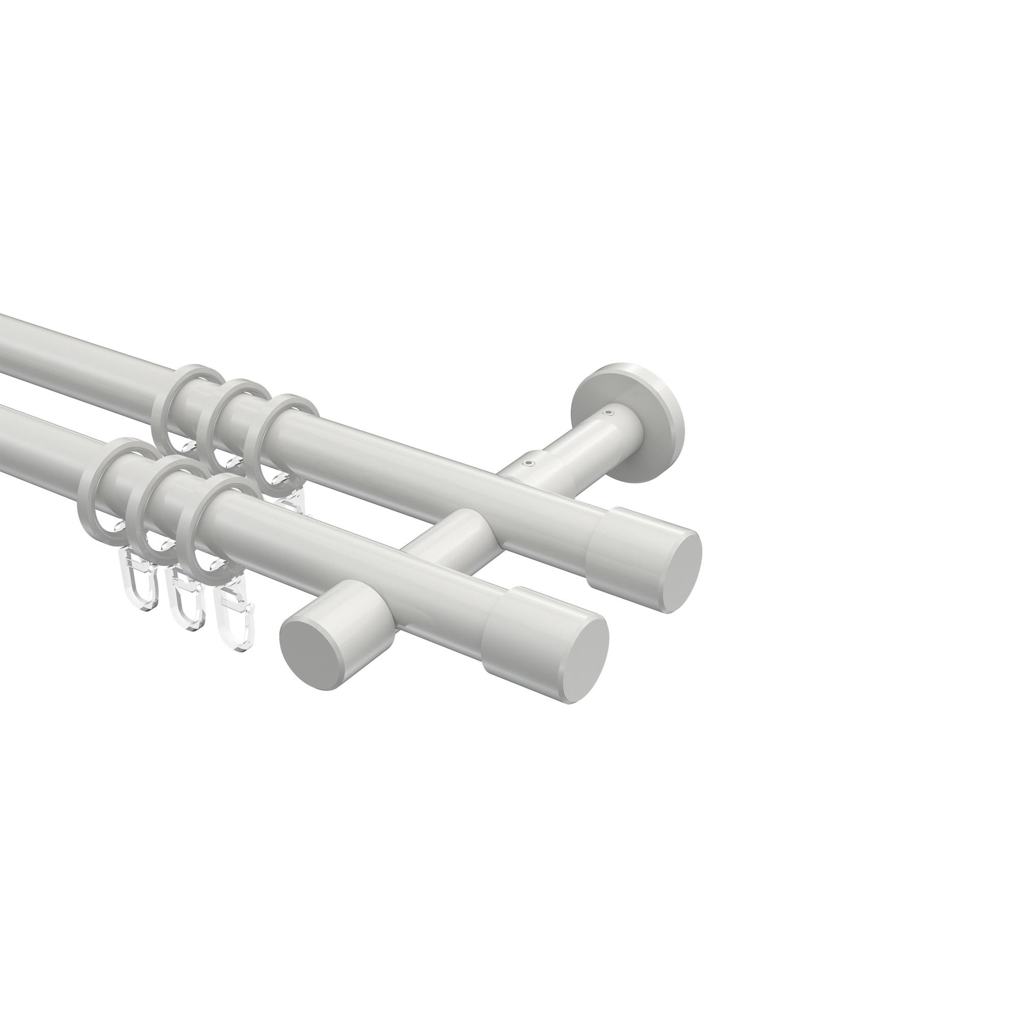 GARDINENSTANGE Prestige Santo 480 cm (geteilt in 3 x 160 cm), 2-läufig, 20 mm Ø Weiß - Weiß, Metall (480cm) - INTERDECO