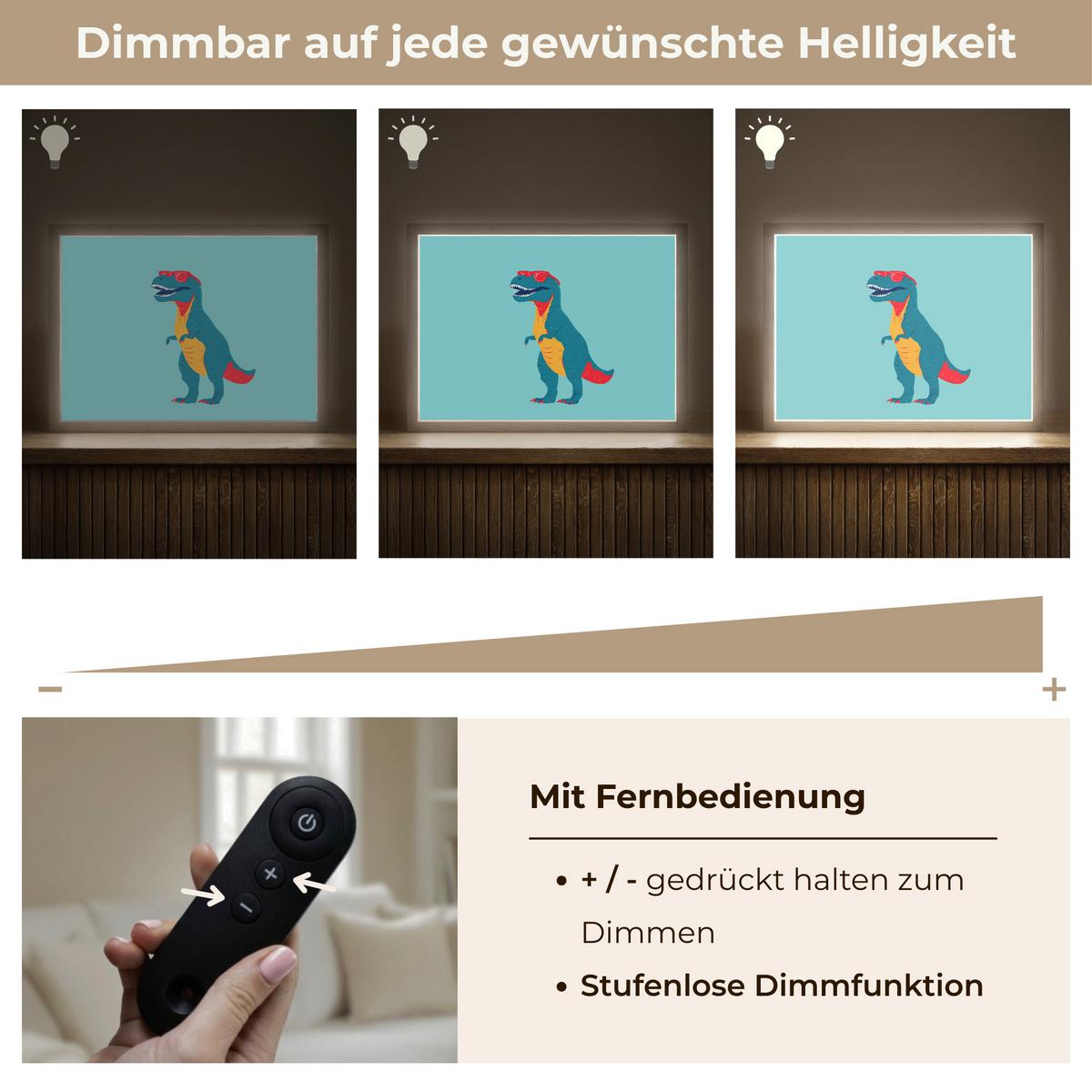 NACHTTISCHLAMPE MIT AKKU Dinosaurier - Blau - Sonnenbrille 40x30 cm - Hellblau, Holzwerkstoff (8/40/30cm) - OnlyWow