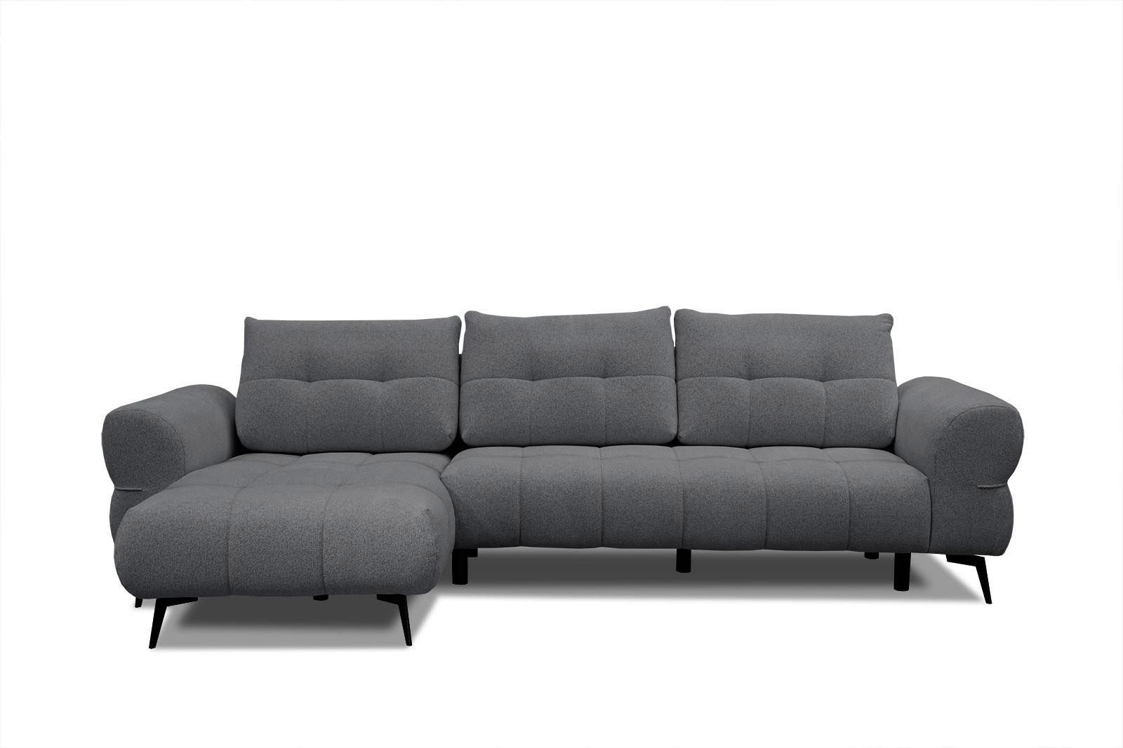 ECKSOFA SALVINI 4-Sitzer, graphitfarben - Graphitfarben/Schwarz, Holzwerkstoff/Textil (158/292cm) - Wozimo