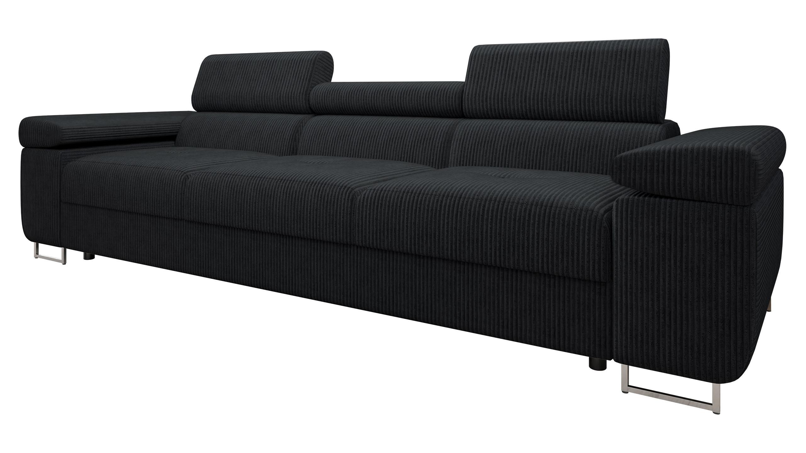 SOFA Torezio 3 Cord - Schwarz, Holz/Textil (263/90/102cm) - MIRJAN24