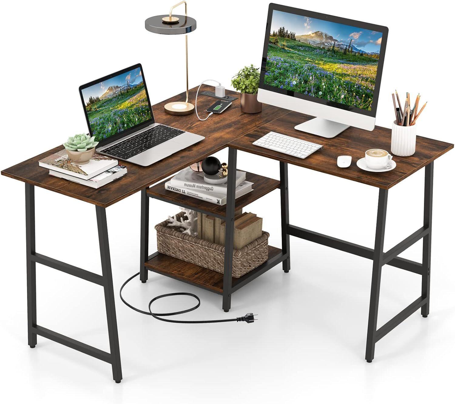 SCHREIBTISCH 75cm Braun - Braun, Holz (120/120/75cm) - COSTWAY