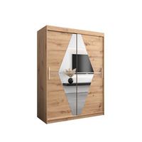 SCHWEBETÜRENSCHRANK 200/150/62 2-türig - Silberfarben/Eiche Artisan, Holz/Kunststoff (150/200/62cm) - MÖBEL KRYSPOL