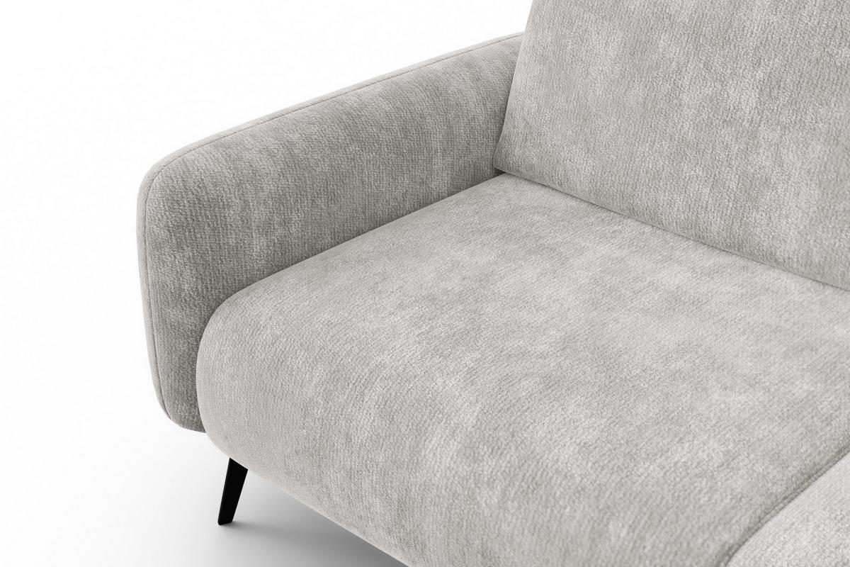 SOFA FEBE 3-Sitzer, hellgrauer Chenille-Stoff - Hellgrau/Schwarz, Holz/Textil (190/82/96cm) - Wozimo
