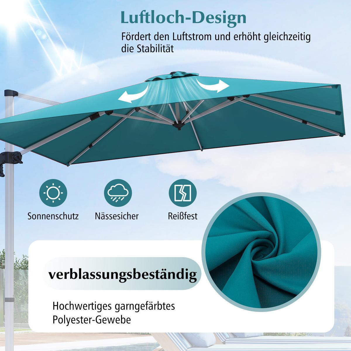 SONNENSCHIRM 300cm Blau - Blau, Metall (300/300cm) - COSTWAY
