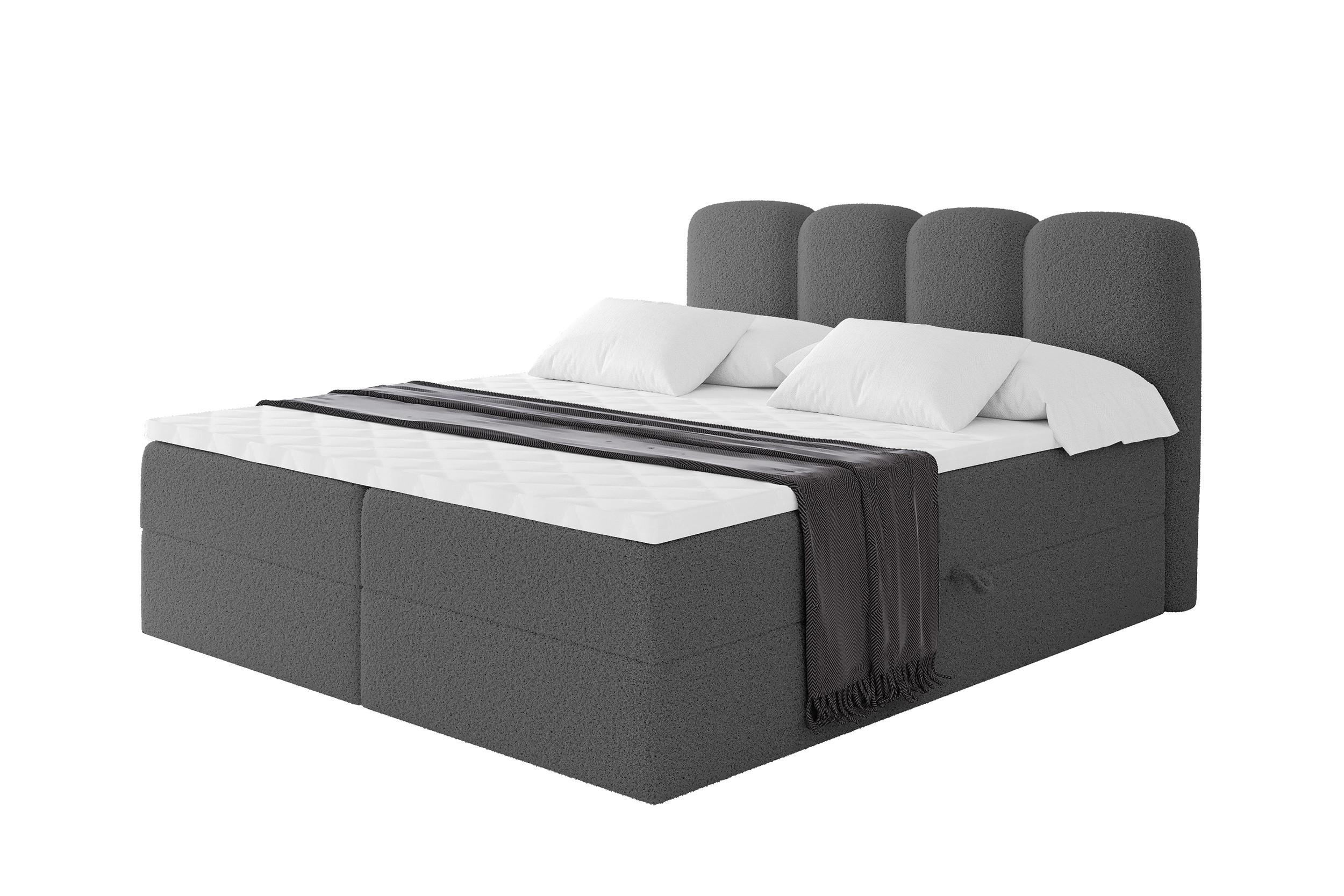 BOXBETT mit Matratze H3 - NINA - 180x200 cm Grau - Titanfarben, Holzwerkstoff (180/200cm) - ALTDECOR