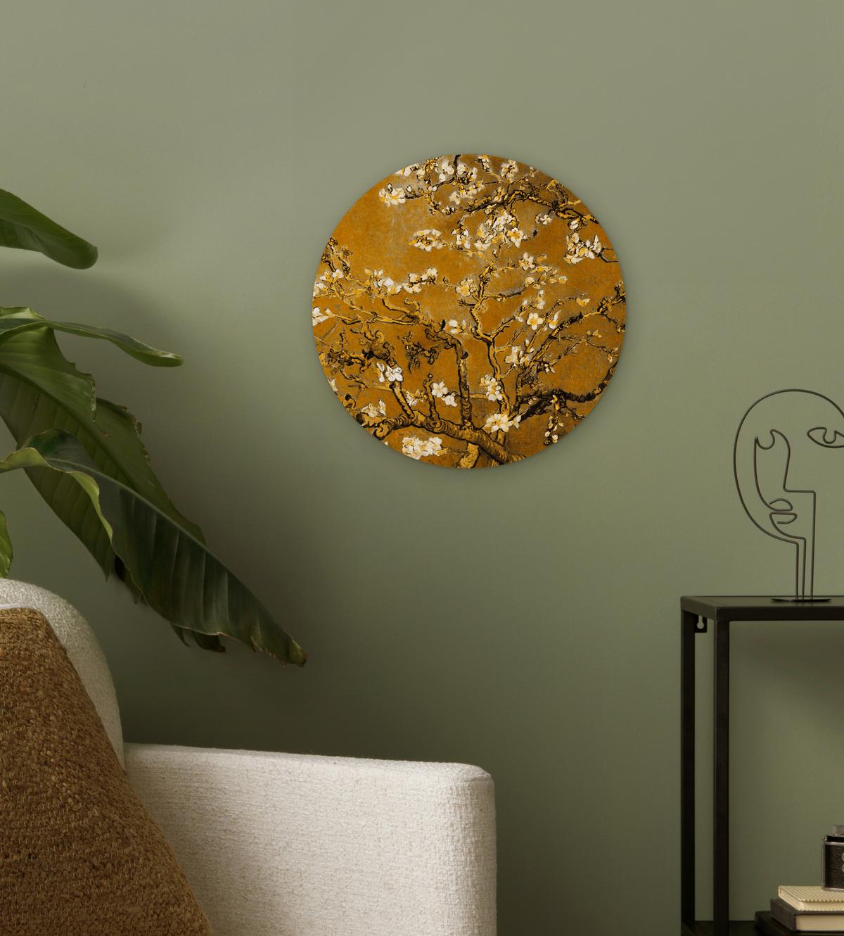 WANDBILD Mandelblüte - Kunst - Van Gogh - Gold Deko Wohnzimmer 30x30 cm - Wengefarben, Kunststoff (30/30cm) - MuchoWow