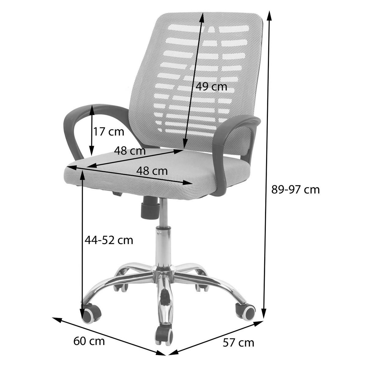 BÜROSTUHL Grau - Grau, Textil (60/97/57cm) - MCW