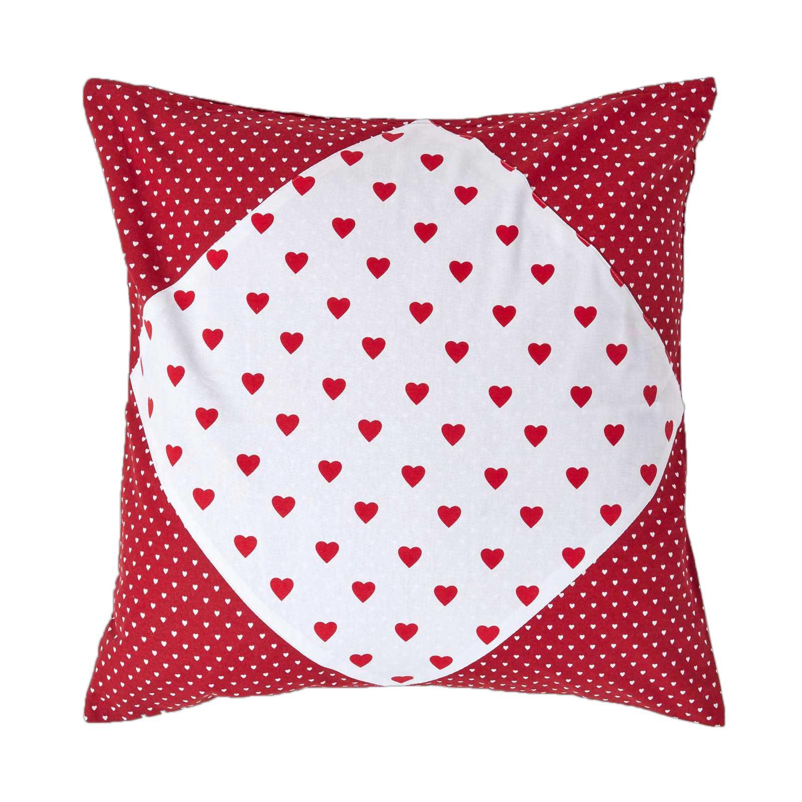 PATCHWORK-KISSENHÜLLE Herzen 60/60 cm - Rot, Textil (60/60cm) - Homescapes