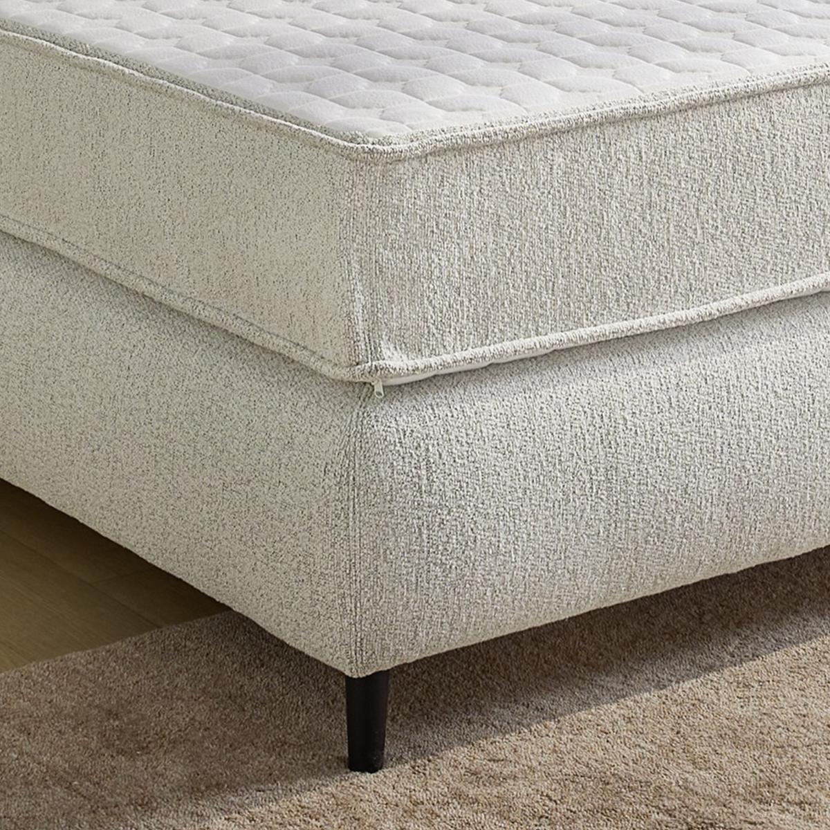 BOXSPRINGBETT 180x200 cm, extradicke 7-Zonen-Tonnentaschen-Federkern-Wendematratzen H3/H4, Bonell-Federkern, Flachgewebe Beige Grau / 20024 - Greige/Schwarz, Textil/Metall (180/200cm) - luma-home