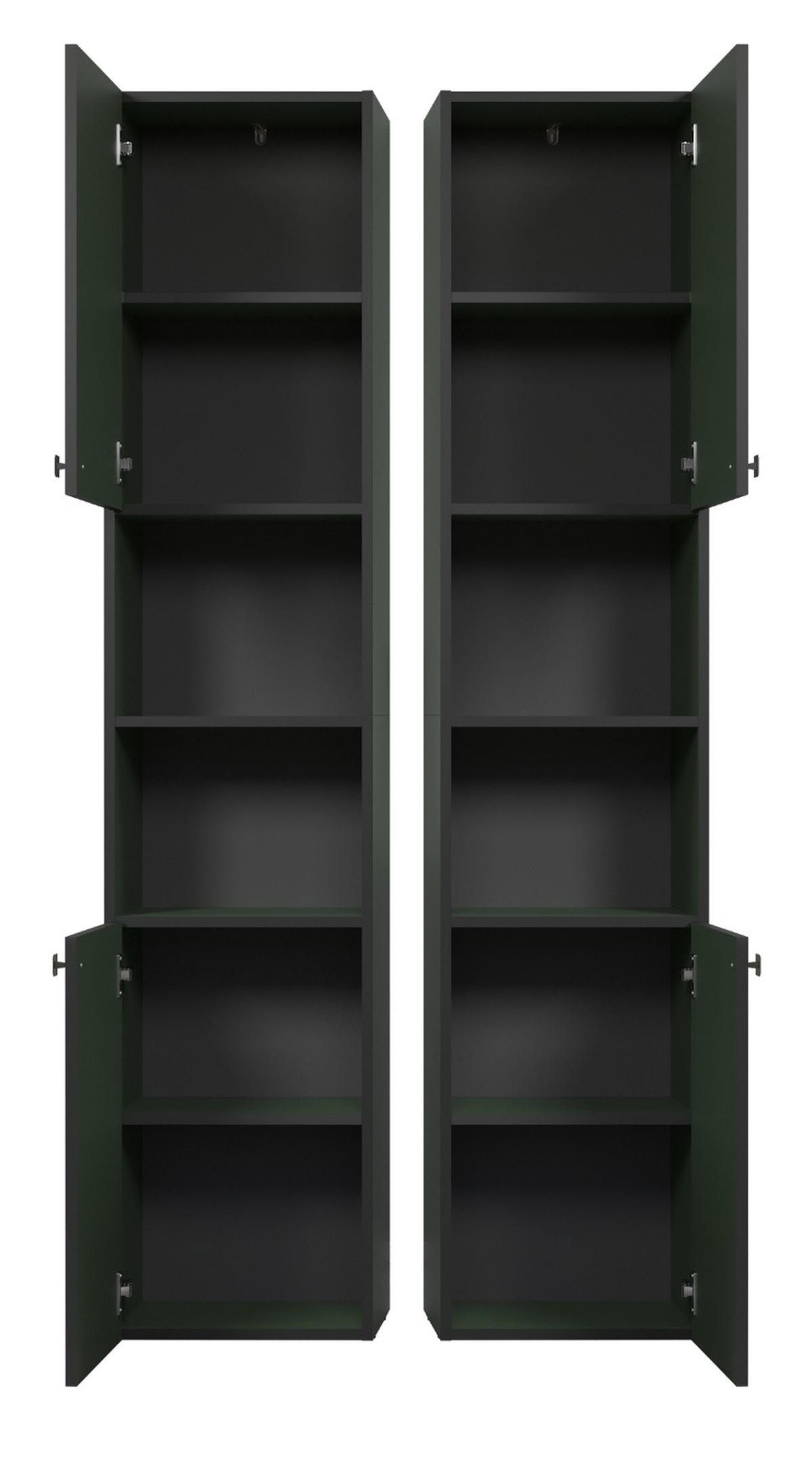 HOCHSCHRANK grün 70 x 186 cm, Badschrank mit viel Stauraum - Schwarz/Grün, Holzwerkstoff/Metall (31/186/40cm) - Top.Furn