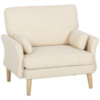 SESSEL Polyester Kautschukholz Cremeweiß - Creme/Naturfarben, Holz/Textil (80/88/103cm) - HOMCOM