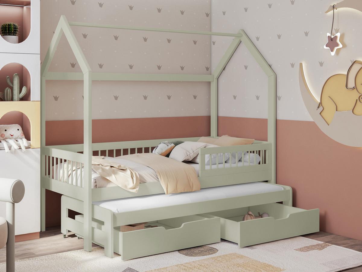 HAUSBETT Asher 80 - Olivgrün, Holz (80/180cm) - MIRJAN24