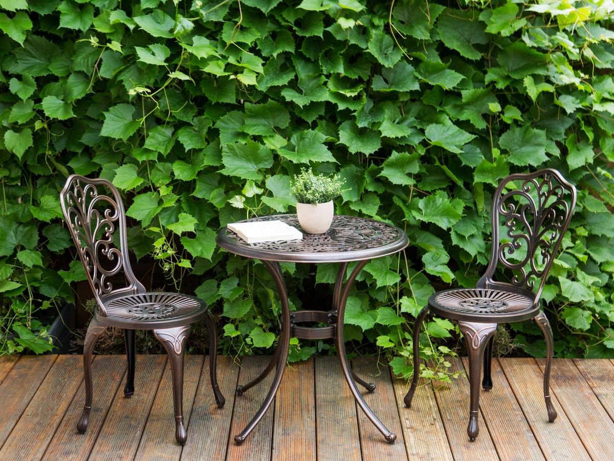 GARTENTISCH 2-Sitzer Braun Andalo - Braun, Metall (68/68/70cm) - Beliani