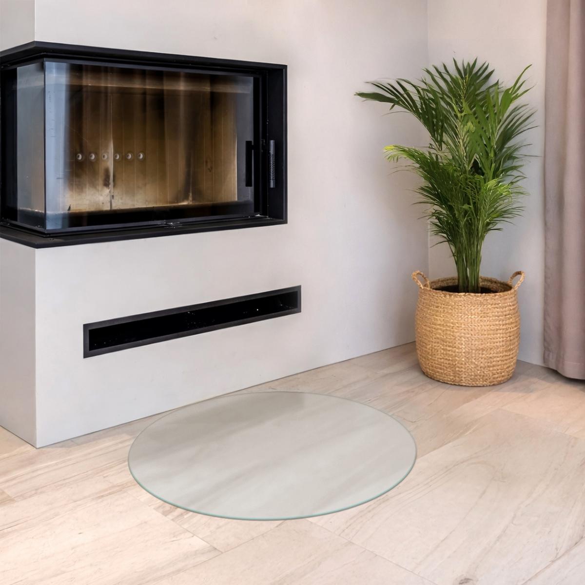 GLASBODENPLATTE für Kaminofen Ø80 cm – Milchglas Optik - Transparent, Glas (80/90/0.4cm) - TULUP
