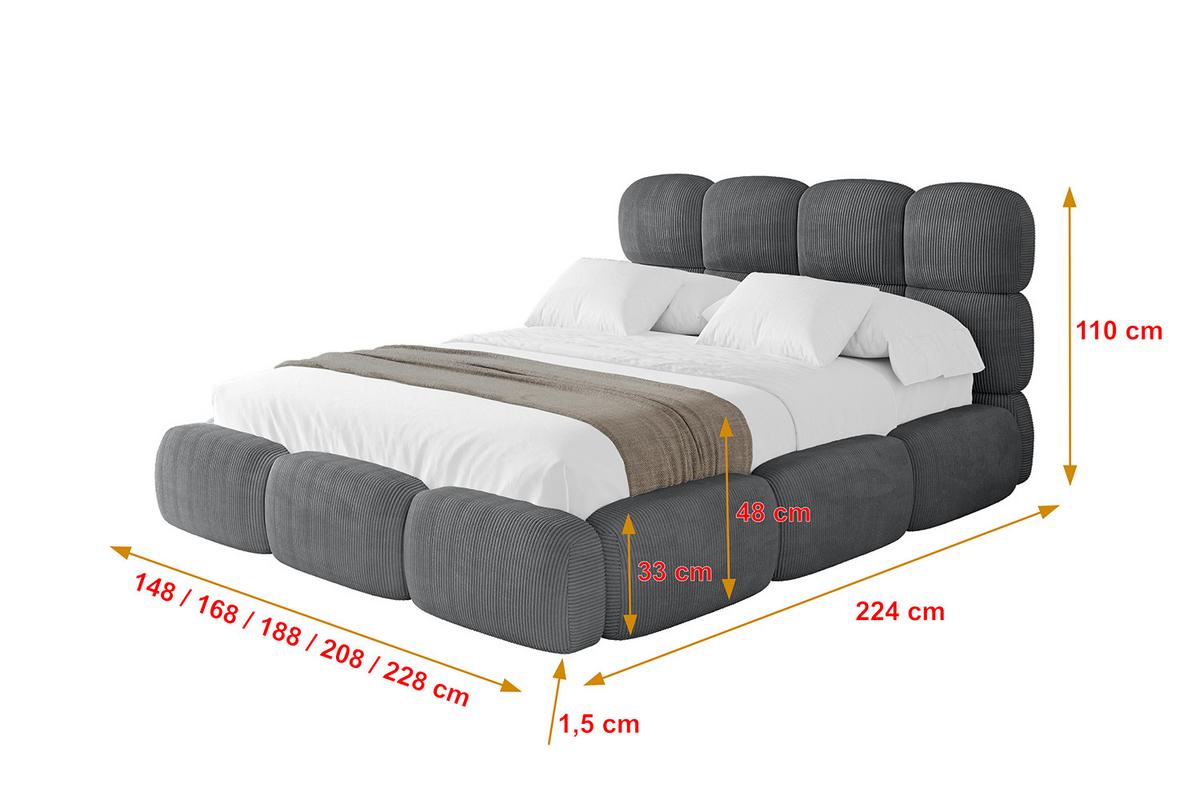 POLSTERBETT mit Bettkasten und Lattenrost, Bett mit Matratze H3/H4 - NOMA 180x200 Dunkelgrau - Anthrazit, Holzwerkstoff/Textil (180/200cm) - ALTDECOR