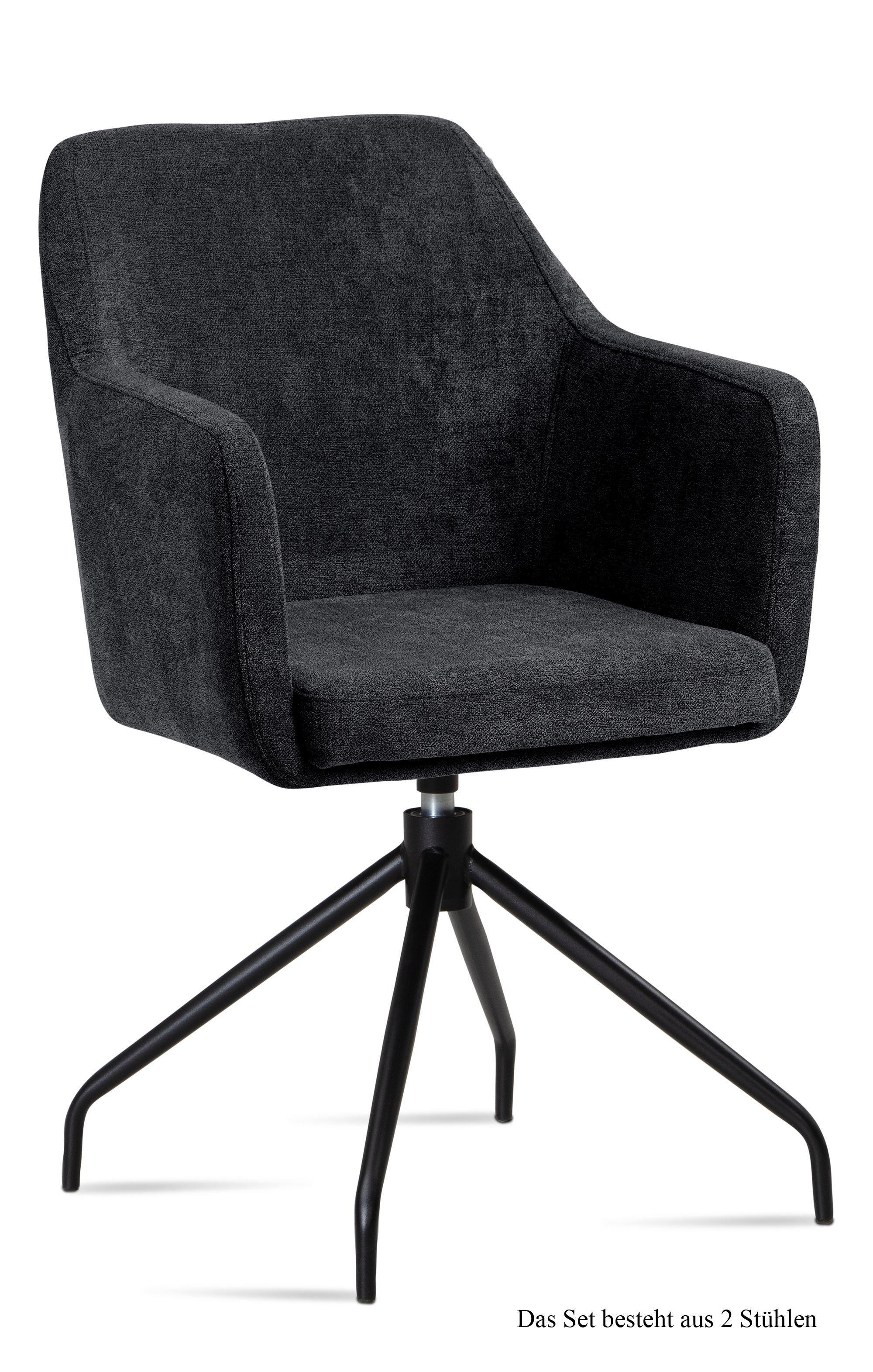 ARMLEHNSTUHL drehbar (2er-Set) Donnie 57x87x60 Schwarz/Anthrazit - Anthrazit/Schwarz, Kunststoff (60/87/57cm) - 58aufmkessel