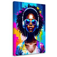 LEINWANDBILD Abstrakt Frau DJ Musik 60x90cm - Multicolor, Textil (60/90cm) - Feeby