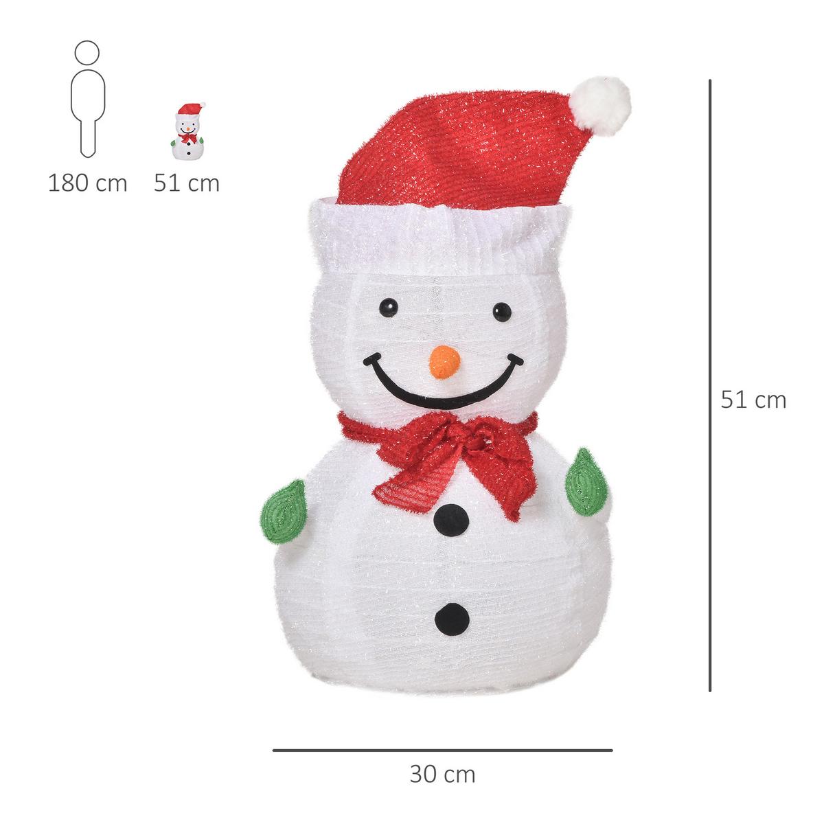 SCHNEEMANN Weihnachtsdekoration mit LED-Lichter Modell Dekoration Polyester - Rot/Weiß, Kunststoff (30/51/30cm) - Outsunny