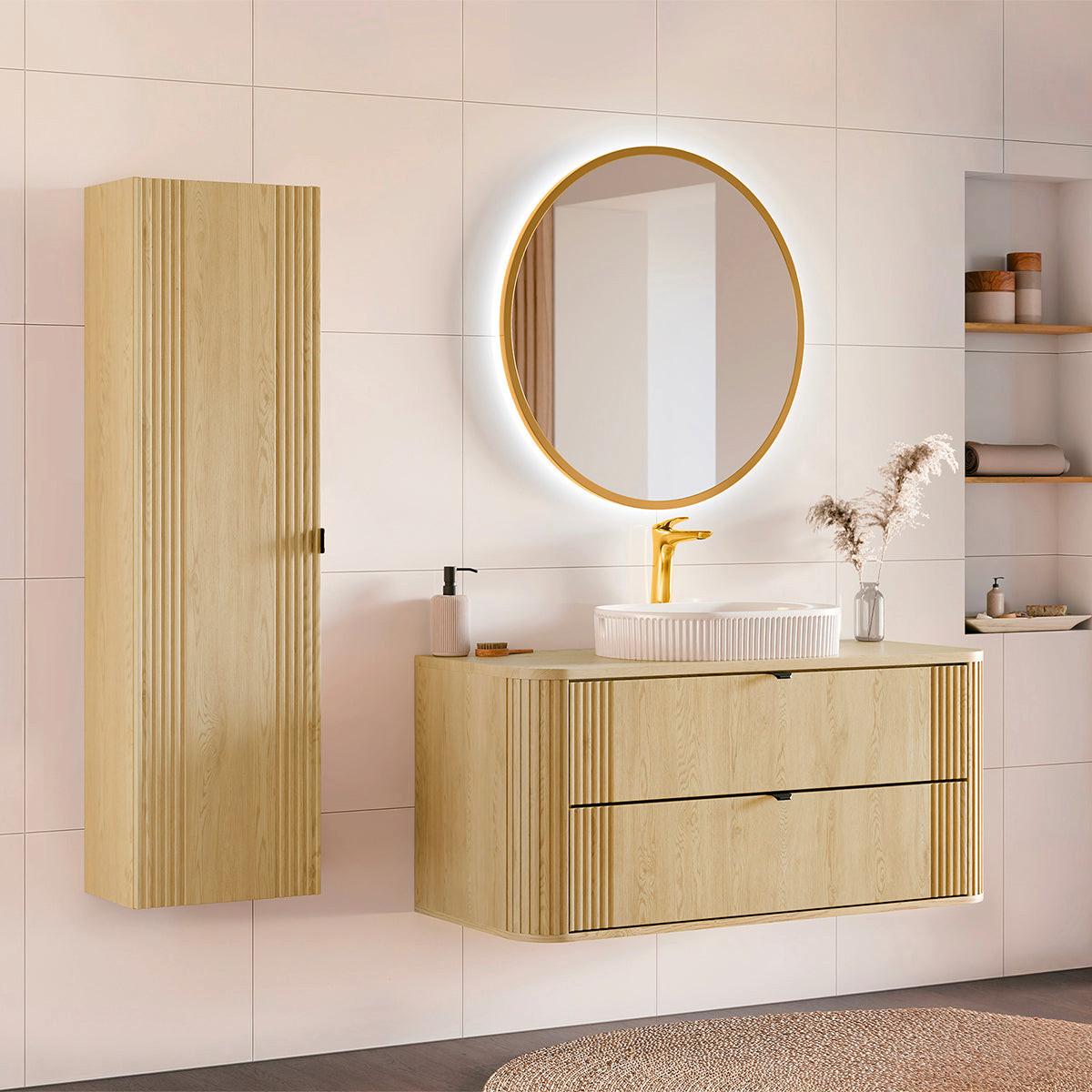 BADMÖBEL 120.4cm Mila 2er-Set Helle Eiche - Braun, Holzwerkstoff (120.4/54/46cm) - Petits-meubles