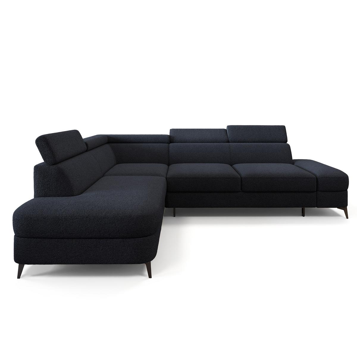 ECKSOFA AVISE Q L-S Schwarz Boucle-Stoff mit Schlaffunktion - Schwarz, Holzwerkstoff/Textil (268/195cm) - MASSENO