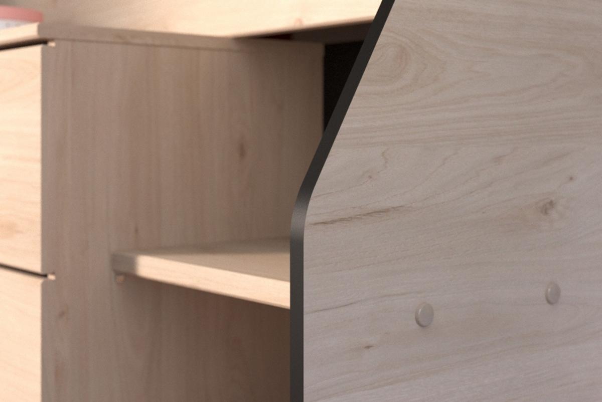 HOCHBETT Jugendzimmer Bett 90 x 200 cm 2x Schubkasten, Stauraum - Eichefarben/Schwarz, Holz/Holzwerkstoff (90/200cm) - Parisot Meuble