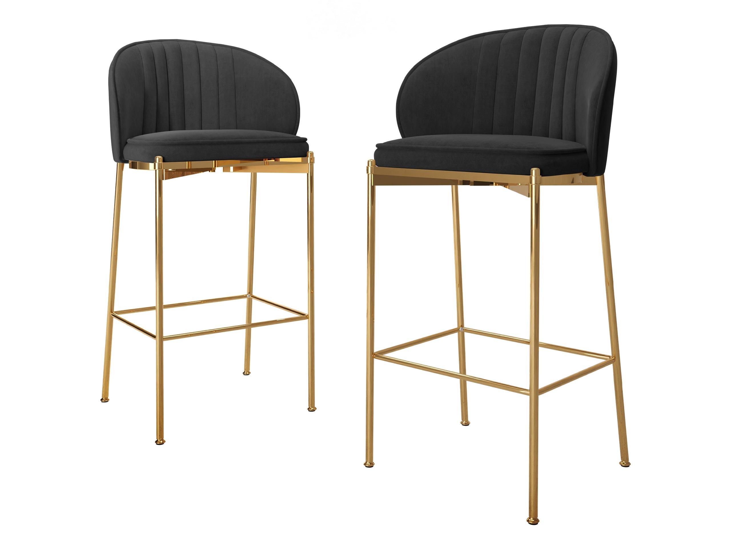 BARHOCKER-SET Muz BS-1258/GL - Goldfarben/Schwarz, Textil/Metall (55/101/51cm) - MIRJAN24