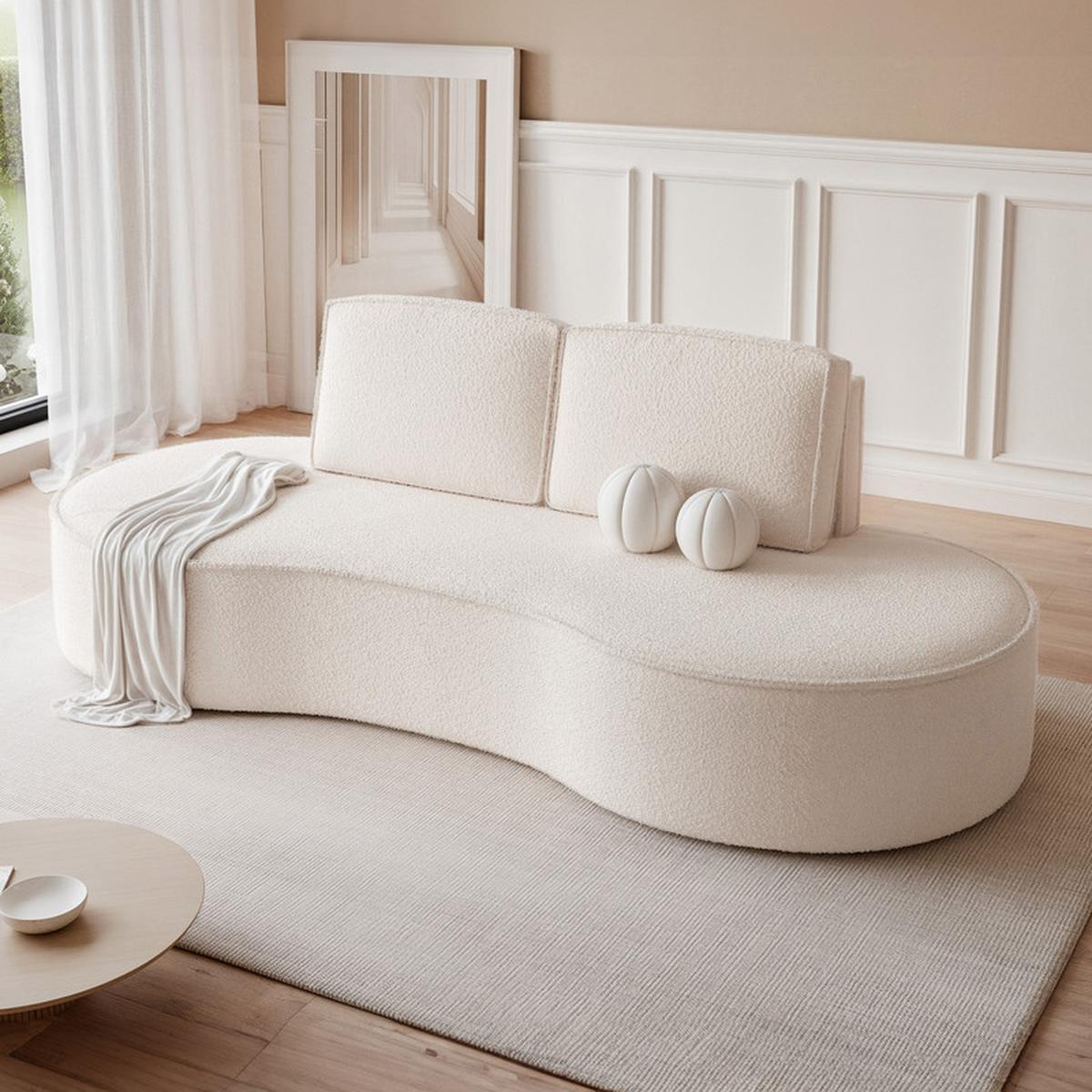 2-SITZER-SOFA SOFIA Bouclé-Stoff in Weiß - Schwarz/Weiß, Kunststoff/Textil (234/88/101cm) - Idohome