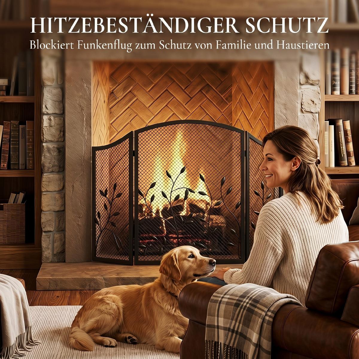 KAMINSCHUTZGITTER Metall Schwarz - Schwarz, Metall (1/75/122cm) - HOMCOM