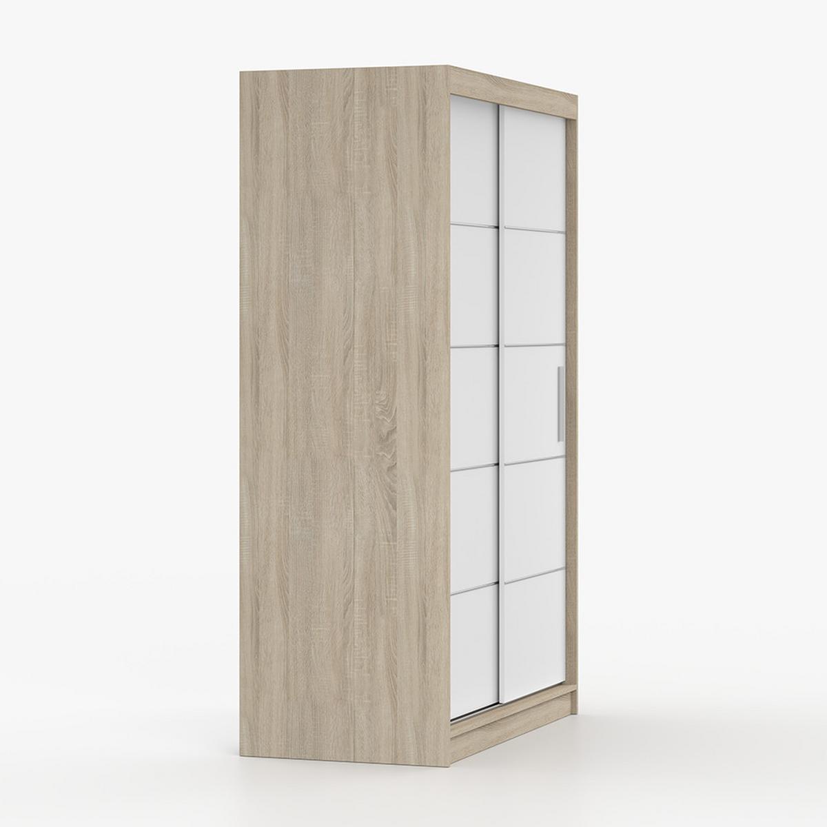 SCHWEBETÜRENSCHRANK Neomi 06 ohne Spiegel Sonoma Eiche/Weiß 120 cm - Alufarben/Weiß, Holzwerkstoff/Kunststoff (120/200/61cm) - imoebel24
