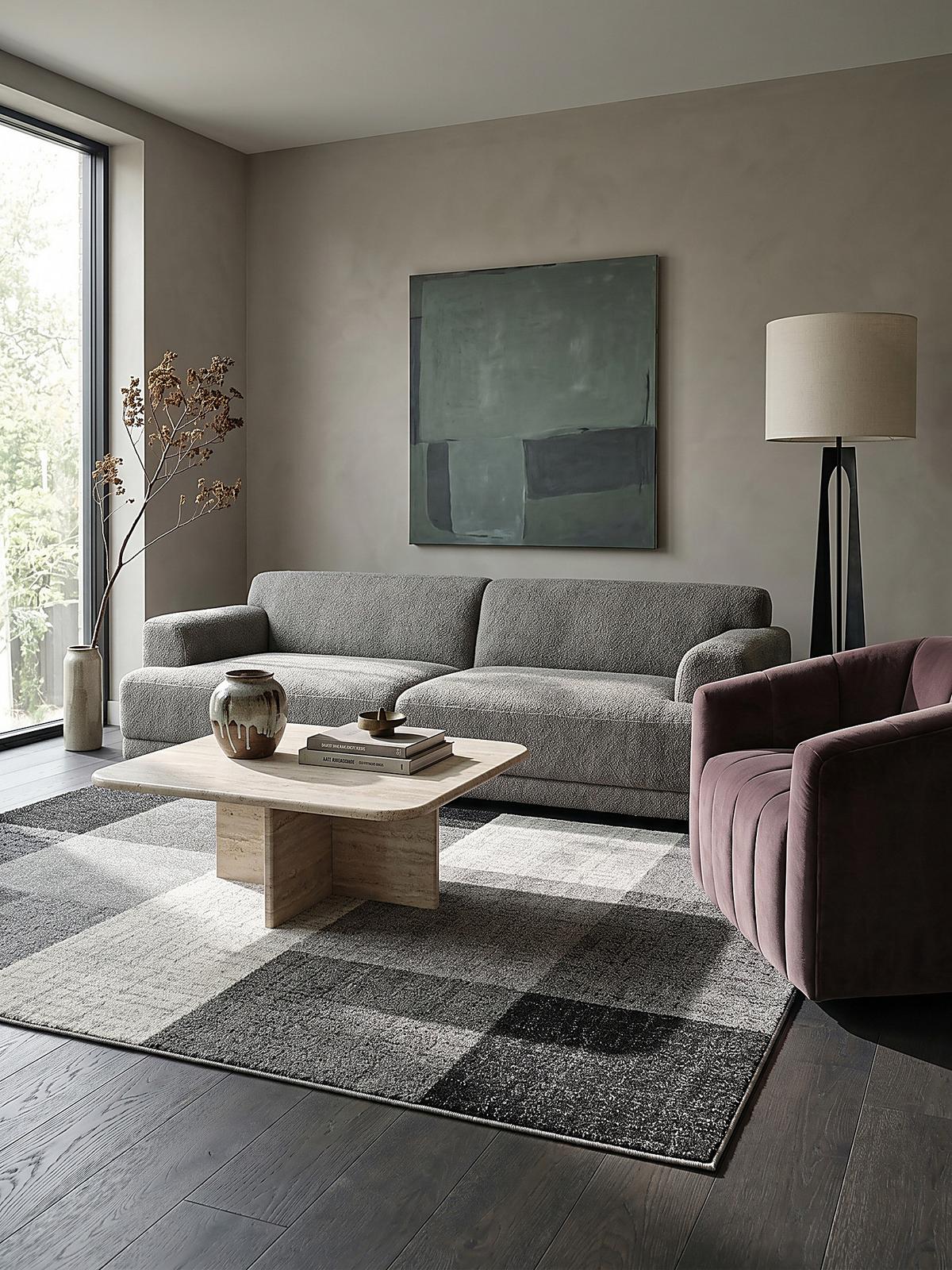 TEPPICH Niederflor Patchwork THUR Polypropylen Grau 80 x 140 cm - Grau, Textil (120/160cm) - KADIMA DESIGN