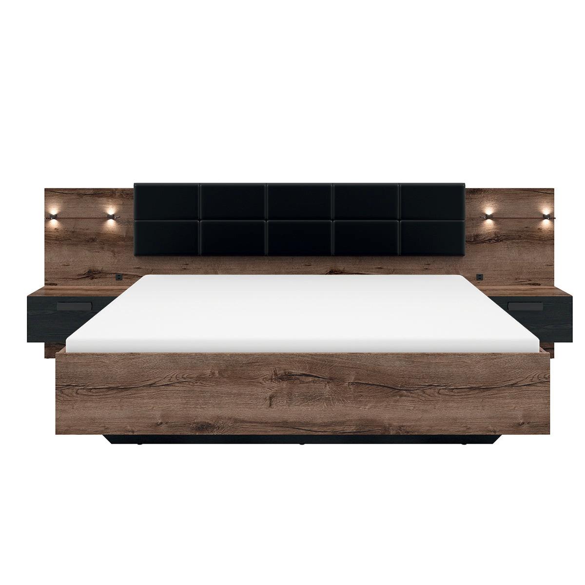 BOXBETT 180/200 Romane Holz und Schwarz - Braun, Holzwerkstoff (180/200cm) - Petits-meubles