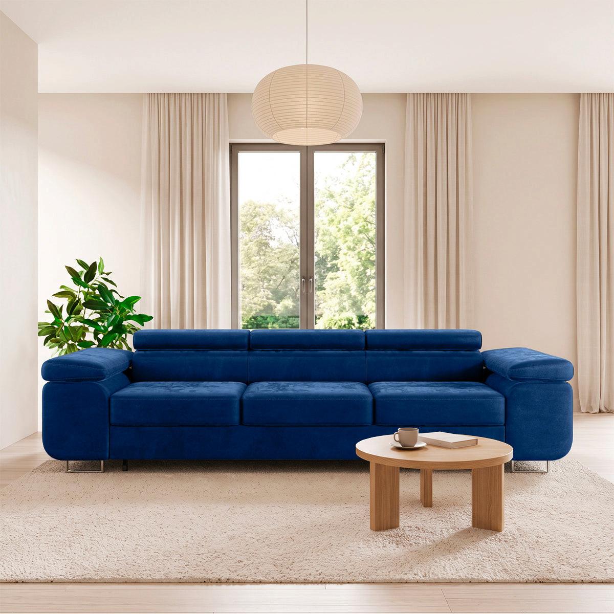 SCHLAFSOFA Lyam 3 Sitzplätze Blau - Blau, Textil (275/69/100cm) - Petits-meubles
