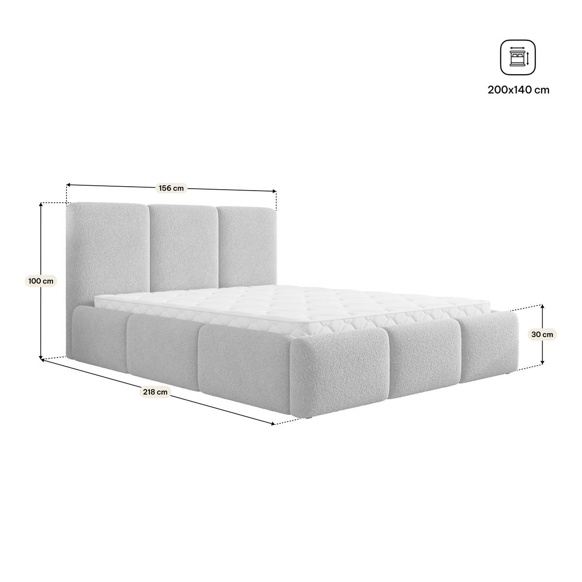 POLSTERBETT ARSIL 140x200 cm mit Bettkästen - Hellgrau - Hellgrau, Holz/Textil (140/200cm) - MASSENO