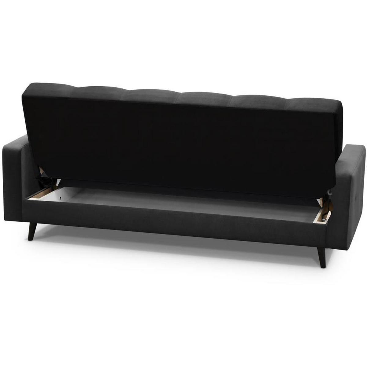 3-SITZER Schlafsofa Nancy Bis schwarz - Schwarz, Holz/Textil (220/89/93cm) - Beautysofa
