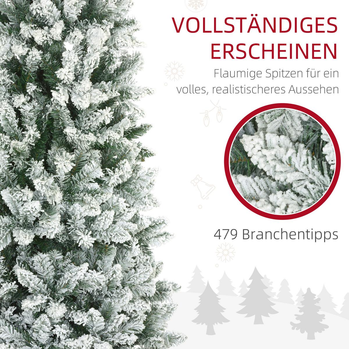 KÜNSTLICHER Weihnachtsbaum, 183 cm Christbaum mit 479 Spitzen für Weihnachten - Grün, Kunststoff/Metall (183cm) - HOMCOM