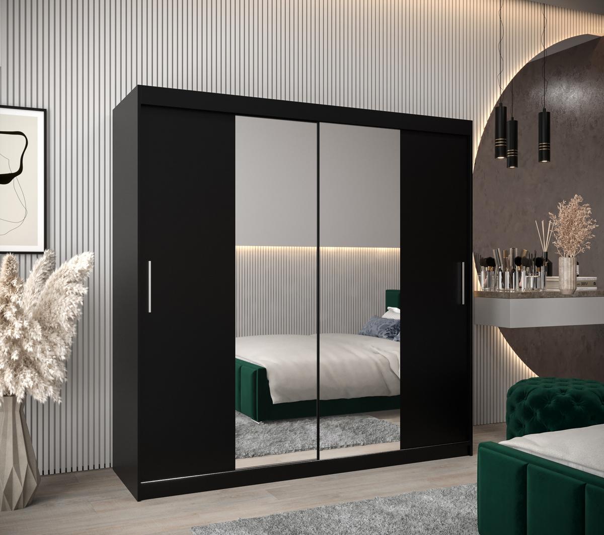SCHIEBETÜRENSCHRANK mit Spiegel TOKYO 1 200/200/62 2-türig - Silberfarben/Schwarz, Holz/Kunststoff (200/200/62cm) - MÖBEL KRYSPOL