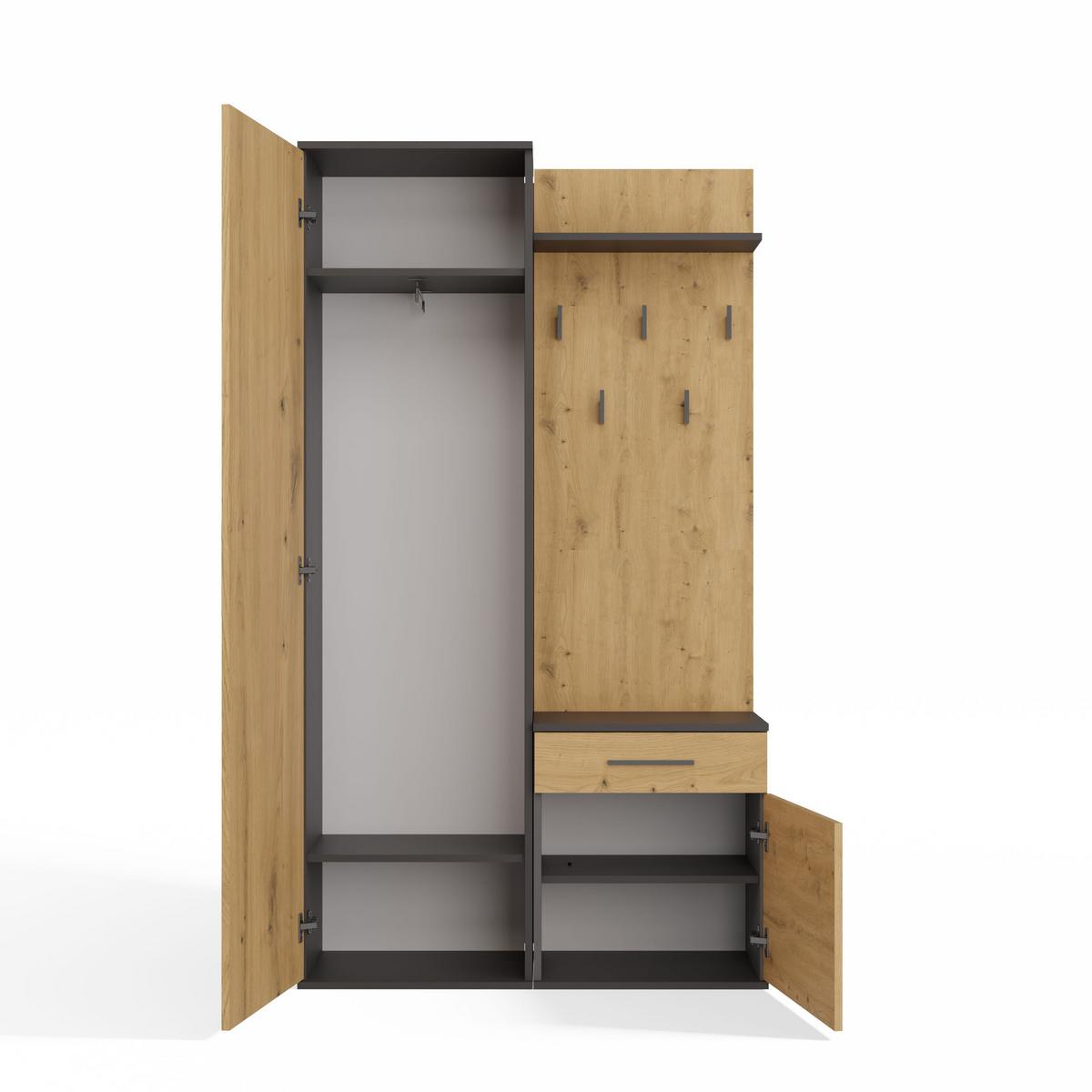 GARDEROBE modern mit Spiegel Schrank Duo Anthrazit, Artisan 100/180/35 - Anthrazit, Holzwerkstoff (100/180/35cm) - RAUMHIRSCH FURNITURE