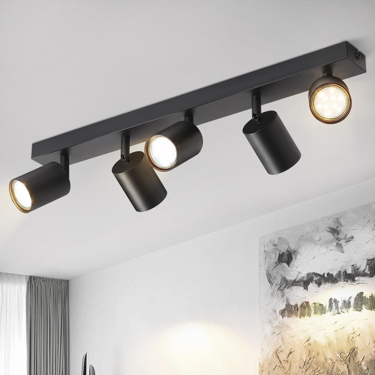 DECKENSTRAHLER Roger 5-flammig 55/3/14 cm - Schwarz, Metall (55/3/14cm) - Nettlife