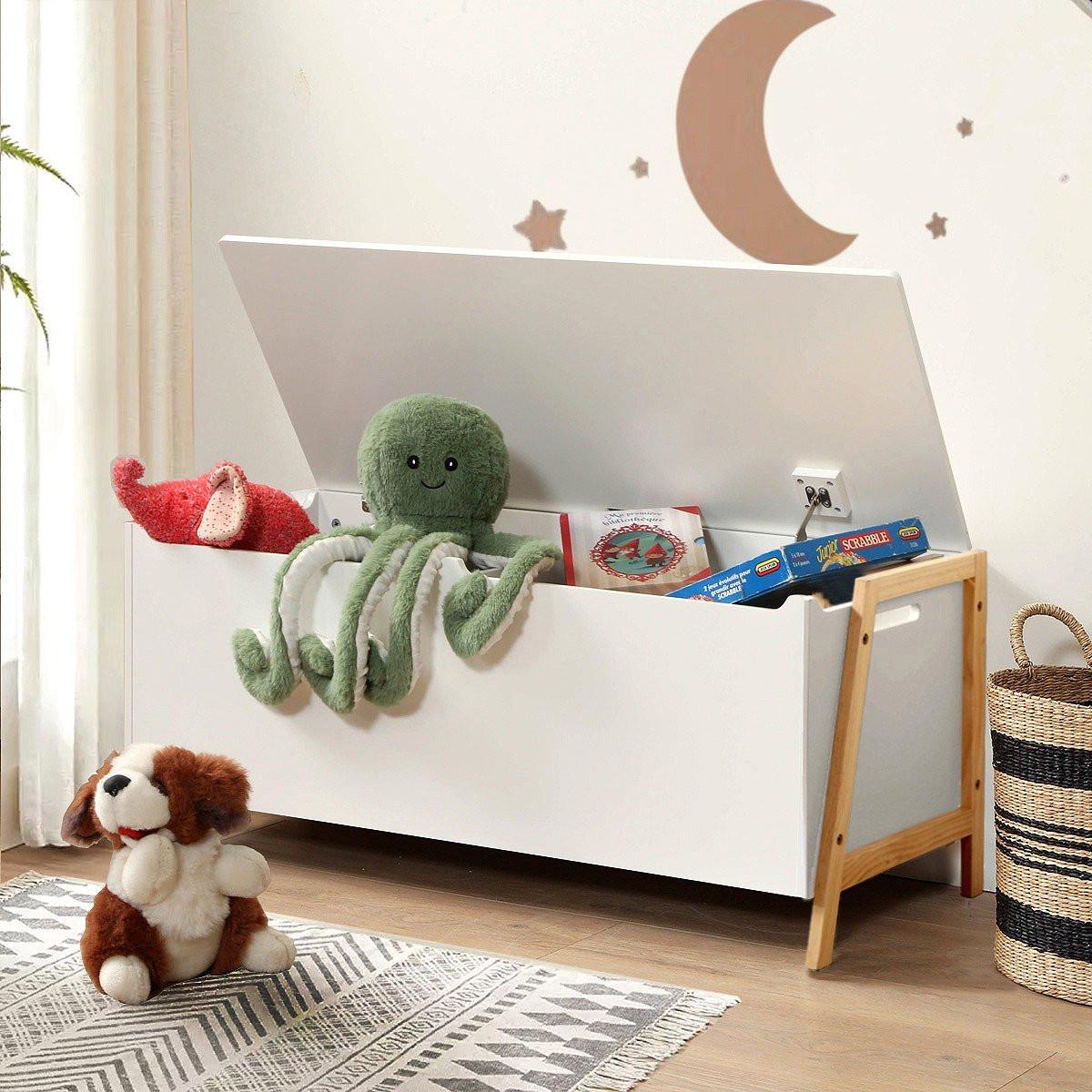 AUFBEWAHRUNGSTRUHE mit 2 Fächern für Kinder 99/40/43 cm - Weiß, Holzwerkstoff (40/43/99cm) - Calicosy