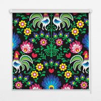 INNENROLLO - Fensterrollo - Rollo - 100x100 cm - Bunte Hähne - Blau, Kunststoff (100/100/0.5cm) - TULUP