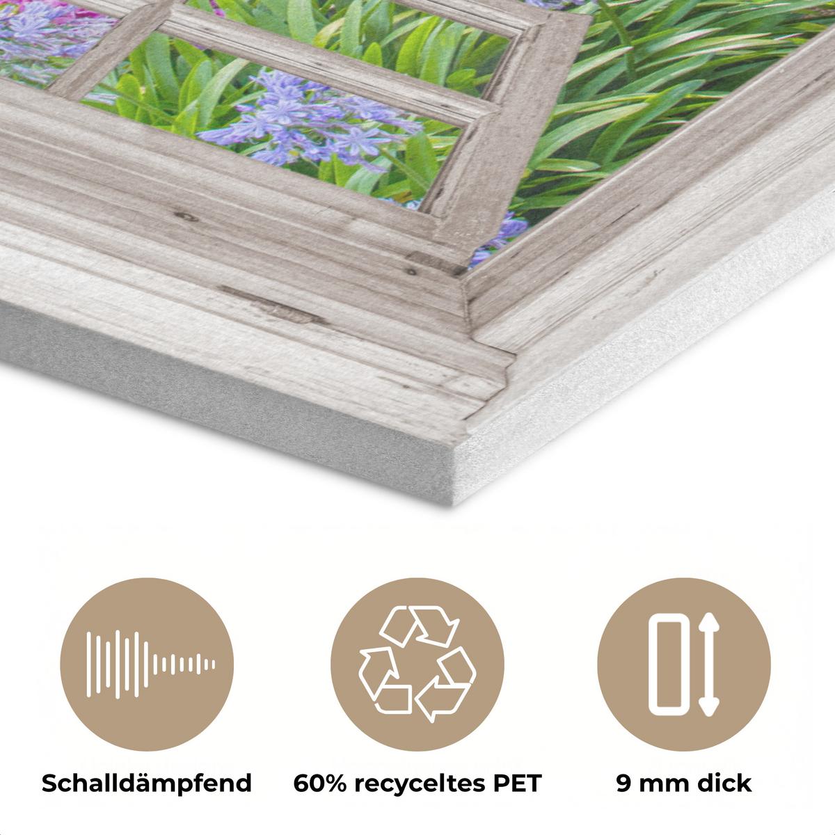 AKUSTIKBILD Hortensie - Durchsichtig - Blumen - Sommer - Lila - Weg Wanddeko 70x50 cm - Lila, Kunststoff (70/50/0.9cm) - MuchoWow