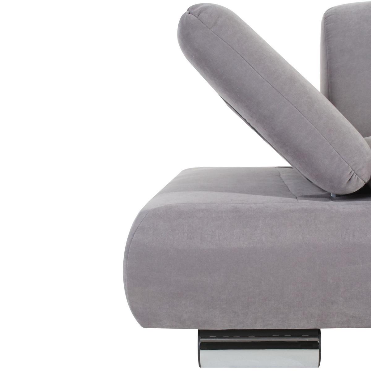 SOFA 2-Sitzer Kaye Bezug Veloursstoff Metallfuß verchromt / silber - Grau, Kunststoff (190/76/90cm) - 58aufmkessel