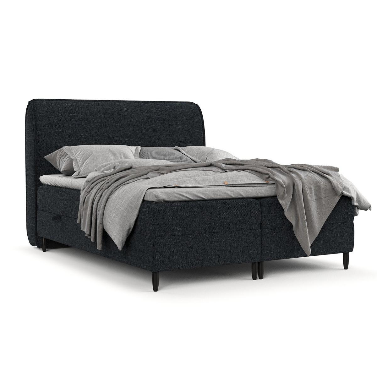 BOXBETT Lunaro 120/200 cm Anthrazit im Modesto Stoff - Anthrazit/Schwarz, Holz/Holzwerkstoff (120/200cm) - AltaBeds