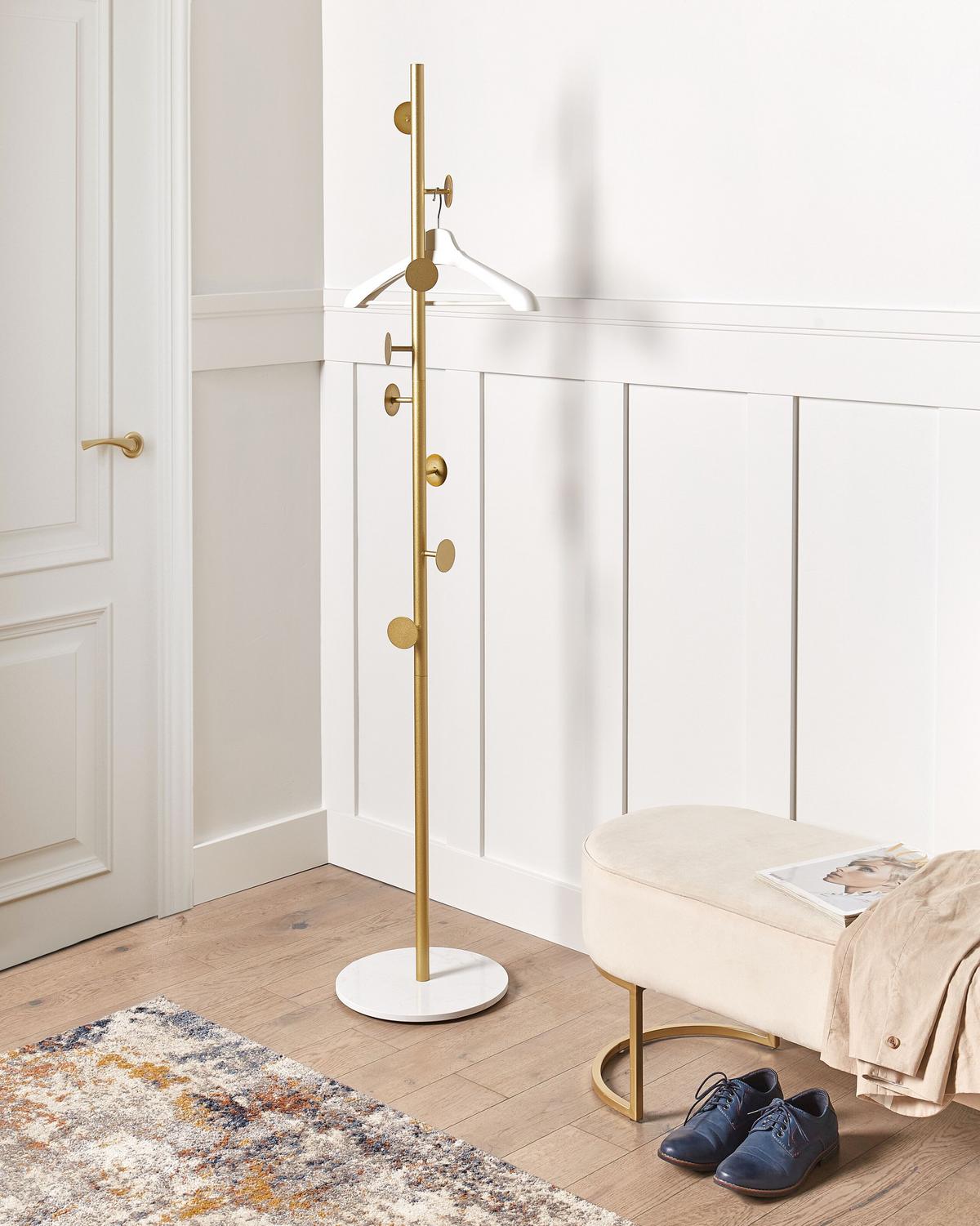 KLEIDERSTÄNDER Metall gold/weiß 170 cm Notus - Goldfarben/Weiß, Metall (32/170/32cm) - Beliani