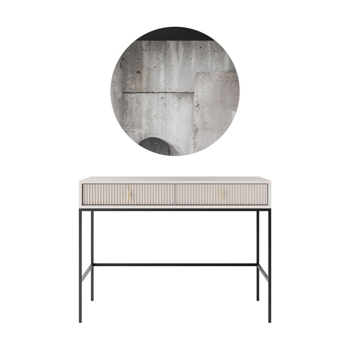 FRISIERTISCH MIDNIGHT auf Gestell mit Spiegel und LED-Beleuchtung kaschmir - Kaschmir/Schwarz, Holzwerkstoff (104/77/50cm) - Lookway
