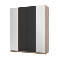 DREHTÜRENSCHRANK CAGLIARI 200/239/61,9cm 4-türig mit Spiegel Goldfarben - Goldfarben/Schwarz, Holzwerkstoff (200/239/61.9cm) - MASSENO