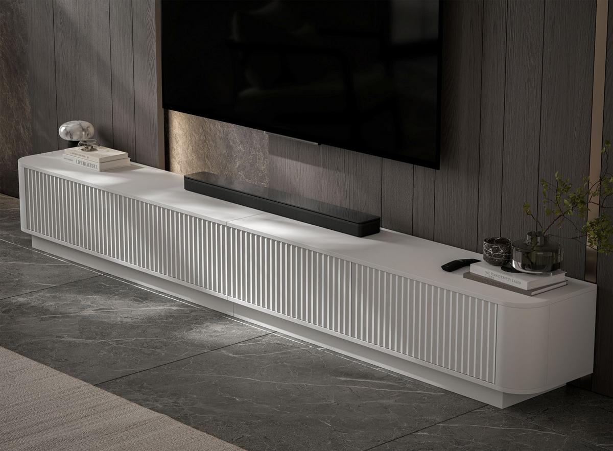 TV-LOWBOARD 2er-Set Aurora Weiß matt 280 cm mit Sockel - Weiß, Holzwerkstoff (280/37/35cm) - Meble Lindner